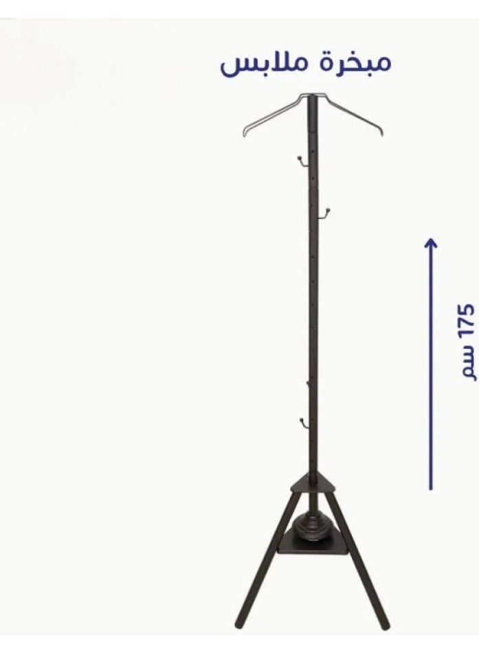 Modern Clothes Stand with Built-in Incense Burner 175cm long bakhoor burner stand hanger with cloth hooks and holes for steaming clothes(Black) - Image 4